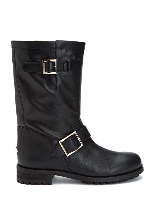 Biker Siyah Kadın Deri Bot - Görsel 2