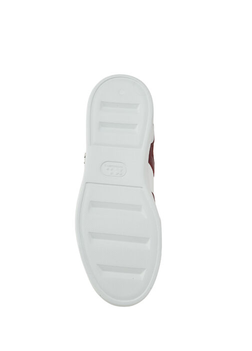 Beyaz Bordo Erkek Deri Sneaker - Görsel 6