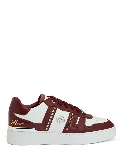 Beyaz Bordo Erkek Deri Sneaker - Görsel 2