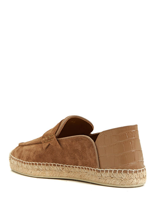 Kahverengi Bant Detaylı Deri Espadril - Görsel 4