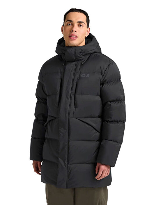 Jack Wolfskin Siyah Erkek Icy Hill Coat Rds Siyah Kaz Tüyü