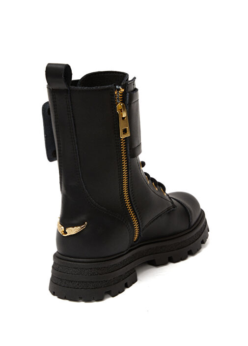 Siyah Kız Çocuk Deri Bot - Görsel 4