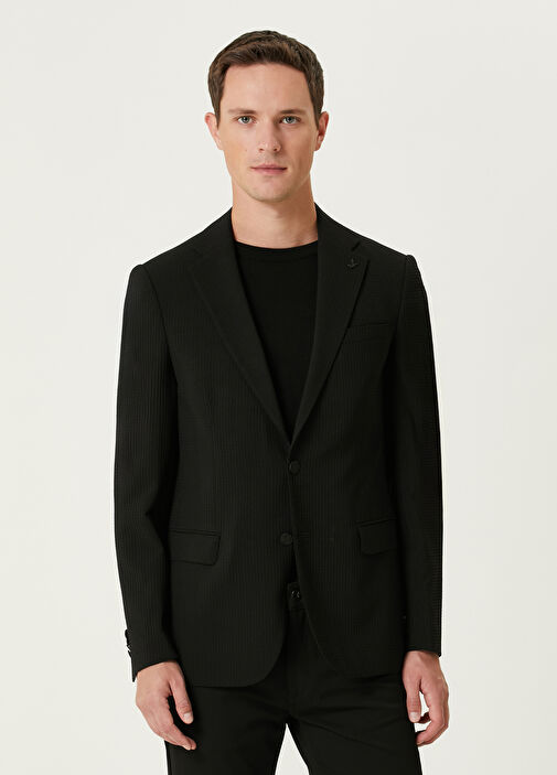 Black Beymen Club Black Men Black Textured Wool Blazer 1521166 Beymen