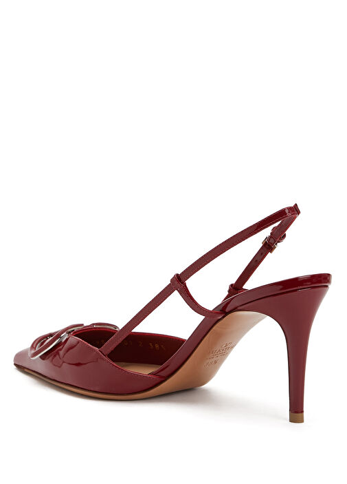 VLogo Kırmızı Deri Topuklu Ayakkabı - Görsel 4
