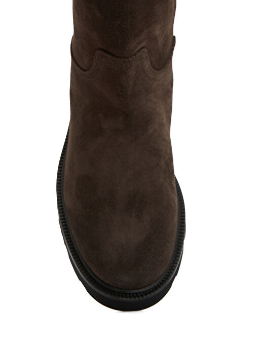Koyu Kahverengi Kadın Süet Çizme - Görsel 5