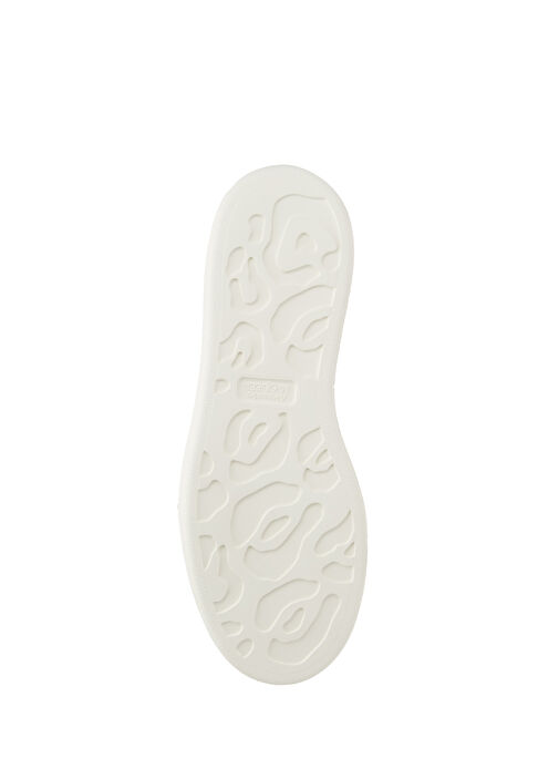 Oversized Kırık Beyaz Kadın Deri Sneaker - Görsel 6