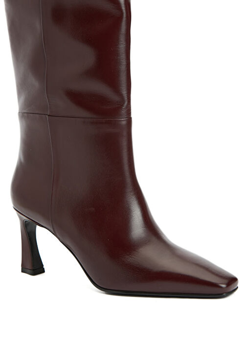Bordo Kadın Deri Çizme - Görsel 7