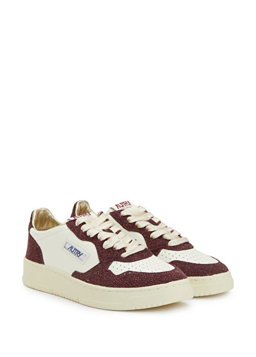 Bordo Beyaz Kadın Deri Sneaker - Görsel 3
