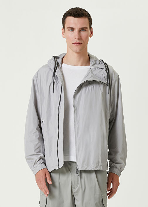 Emporio Armani Grey Hooded Coat Gray