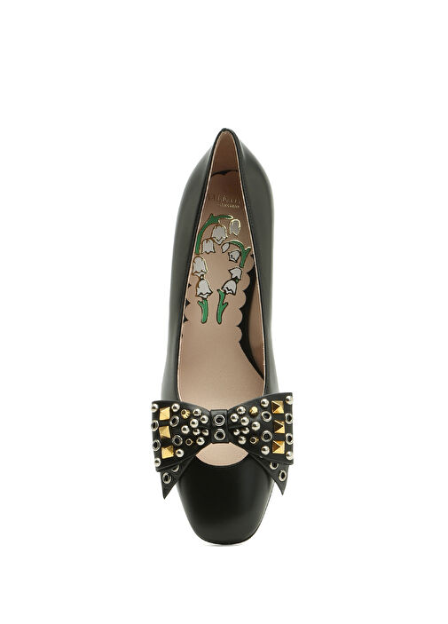 Siyah Deri Topuklu Ayakkabı - Görsel 5