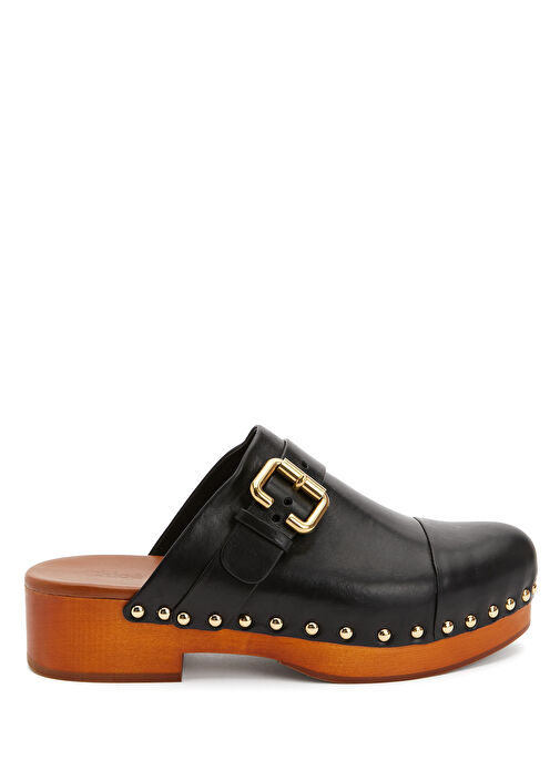 Jeannette Siyah Kadın Deri Terlik - Görsel 2