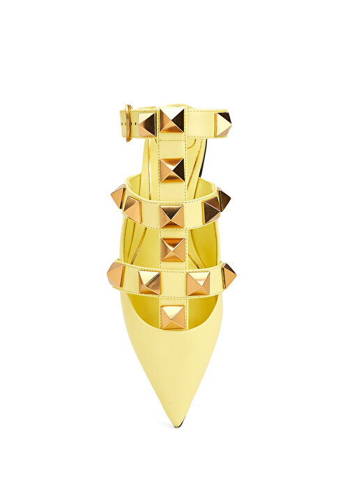 Roman Stud Sarı Kadın Deri Sandalet - Görsel 5