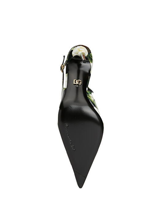 Çok Renkli Çiçek Desenli Deri Topuklu Ayakkabı - Görsel 6