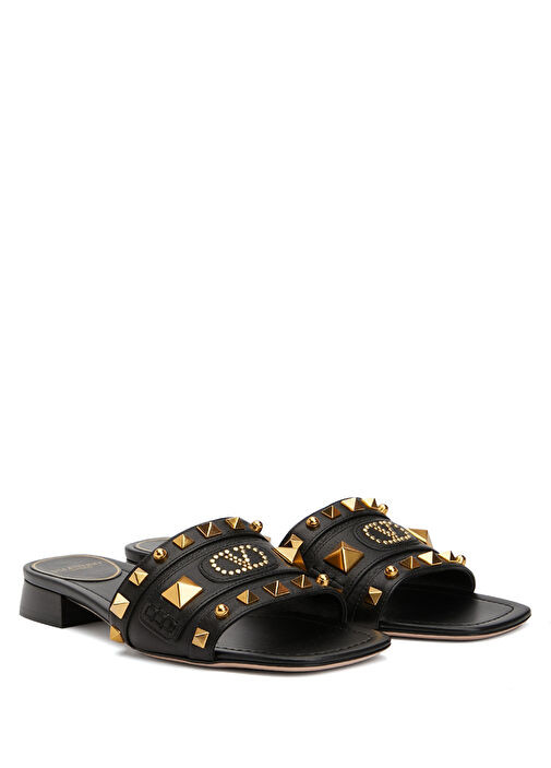 Plaster Caster Siyah Kadın Deri Terlik - Görsel 3