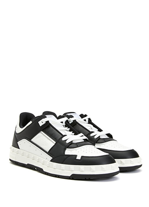 Rockstud Round Siyah Beyaz Erkek Deri Sneaker - Görsel 3