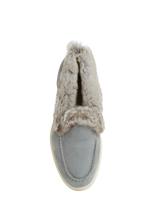 Gri Kadın Süet Loafer - Görsel 5