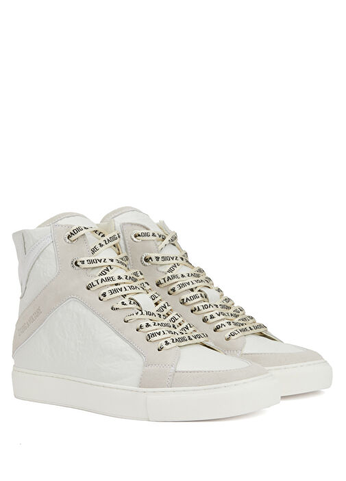 Beyaz Dokulu Kadın Deri Sneaker - Görsel 3