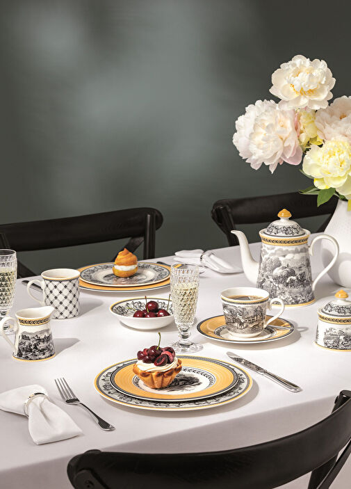 Villeroy & Boch - Audun Ferme Porselen Kahve Çay Fincan ve Tabağı