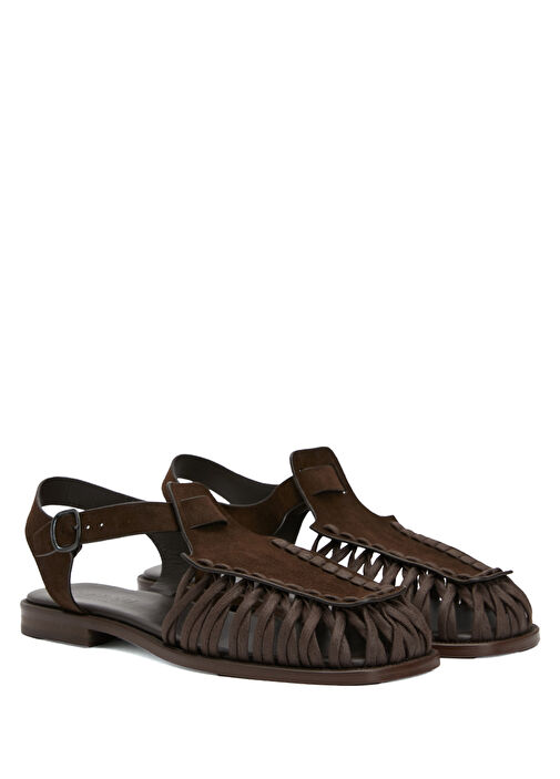 Alaro Koyu Kahverengi Erkek Deri Sandalet - Görsel 3