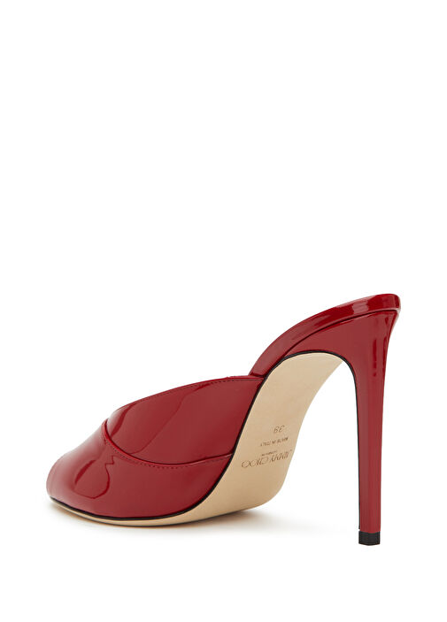 Brigitte Koyu Kırmızı Deri Topuklu Terlik - Görsel 4