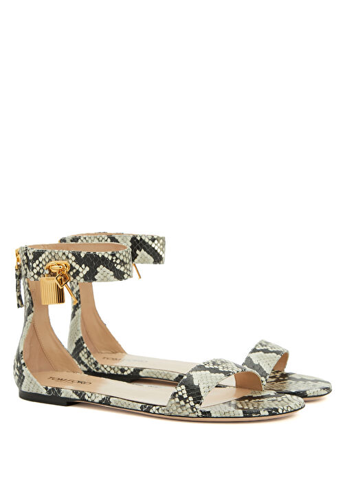 Desenli Kadın Deri Sandalet - Görsel 3