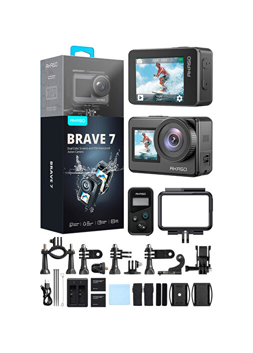Akaso - Brave 7 4K Aksiyon Kamera ve Süper Aksesuar Seti - Siyah