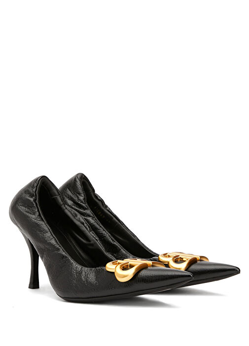 Monaco Siyah Deri Topuklu Ayakkabı - Görsel 3