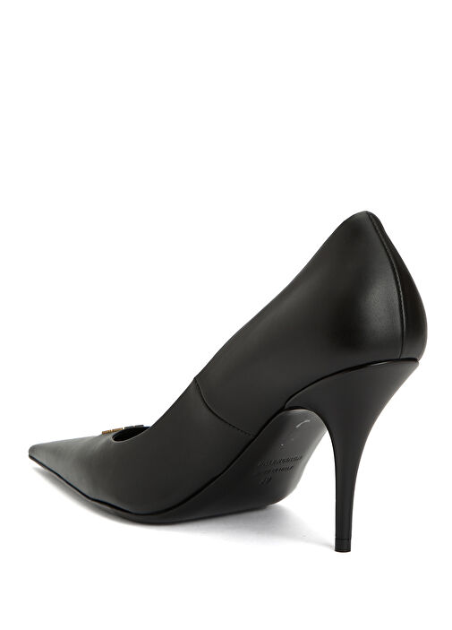 Siyah Deri Stiletto - Görsel 4