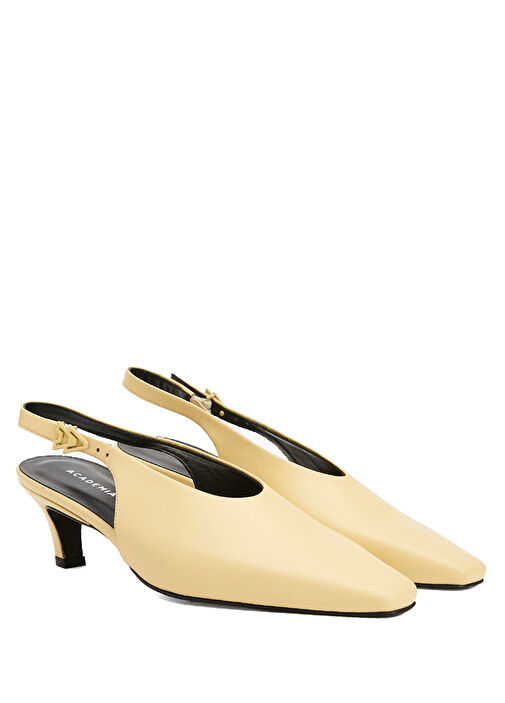 Sarı Deri Topuklu Ayakkabı - Görsel 3