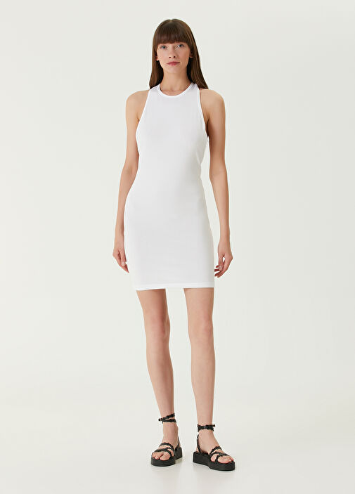 Calvin Klein White Back Detailed Mini Beach Dress