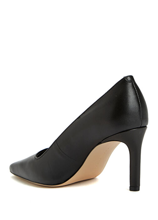 Siyah Deri Topuklu Ayakkabı - Görsel 4