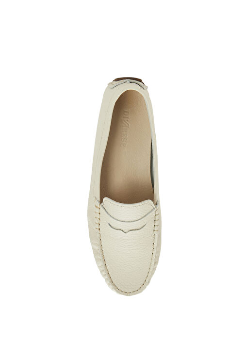 Kırık Beyaz Kadın Deri Loafer - Görsel 5