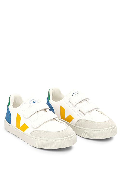 Beyaz Logo Detaylı Unisex Çocuk Deri Sneaker - Görsel 3