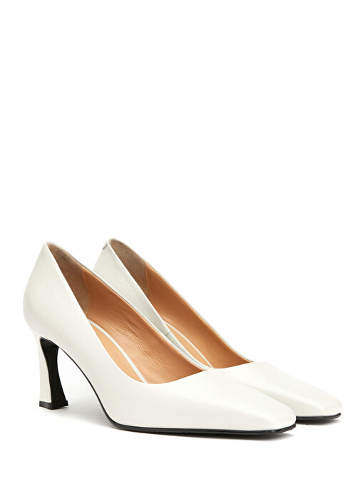 Kırık Beyaz Kadın Deri Stiletto - Görsel 3
