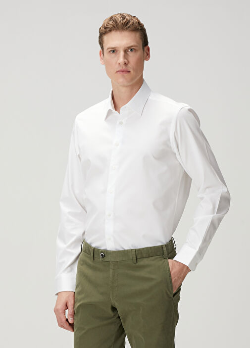 Custom Fit Beyaz Gömlek - Görsel 2