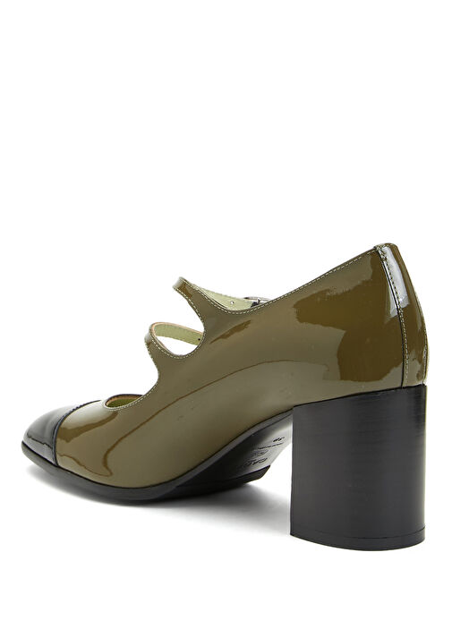 Cherry Haki Deri Topuklu Ayakkabı - Görsel 4