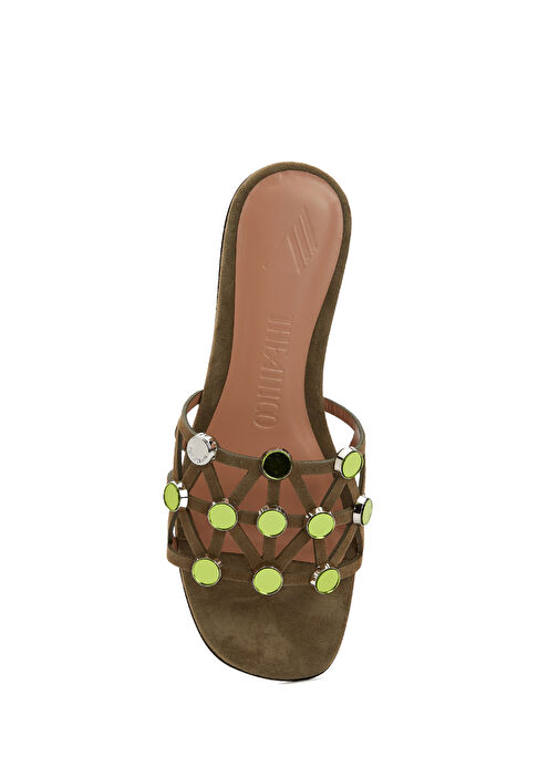 Haki Kadın Deri Terlik - Görsel 5