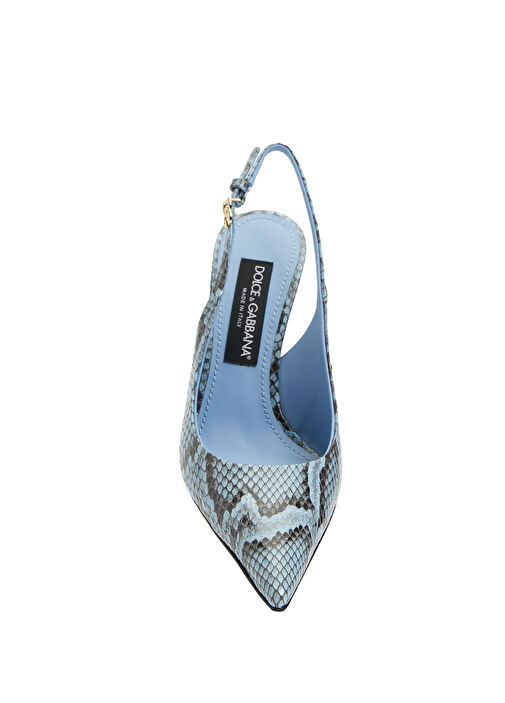 Mavi Desenli Deri Topuklu Ayakkabı - Görsel 5