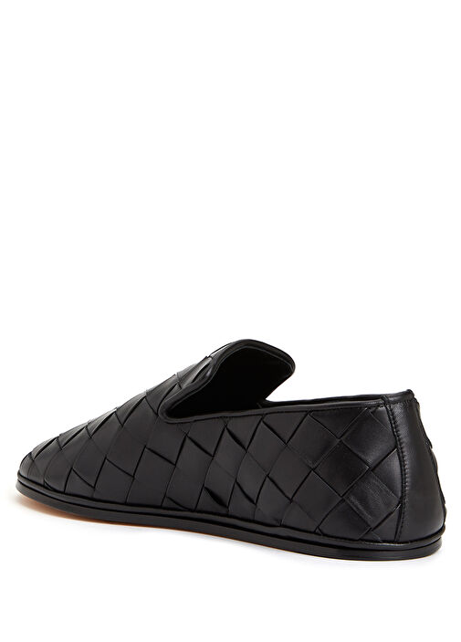 Siyah Örgü Dokulu Erkek Deri Terlik - Görsel 4