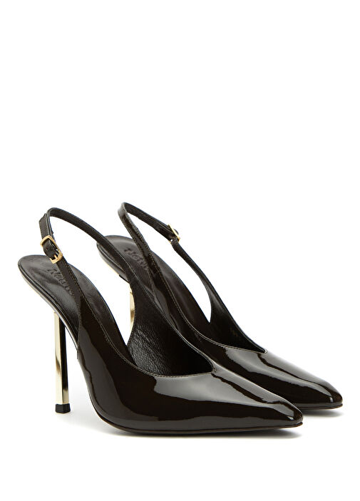 Kahverengi Deri Topuklu Ayakkabı - Görsel 3