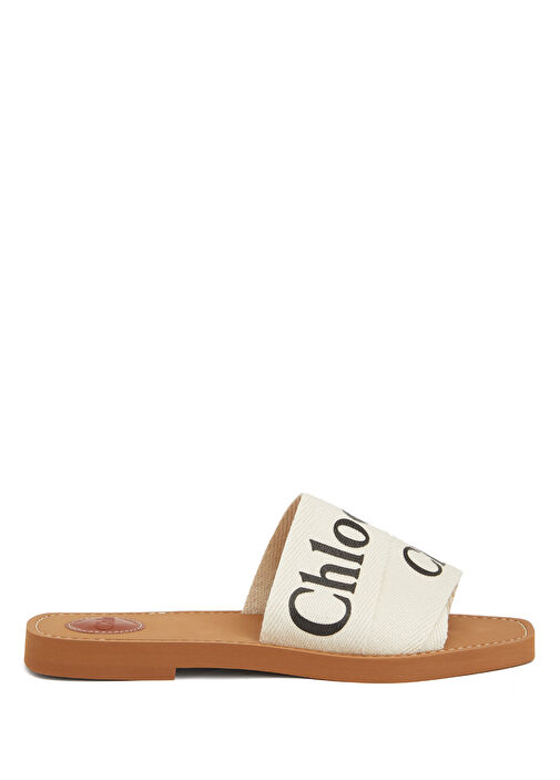 Woody Beyaz Kadın Keten Terlik - Görsel 2