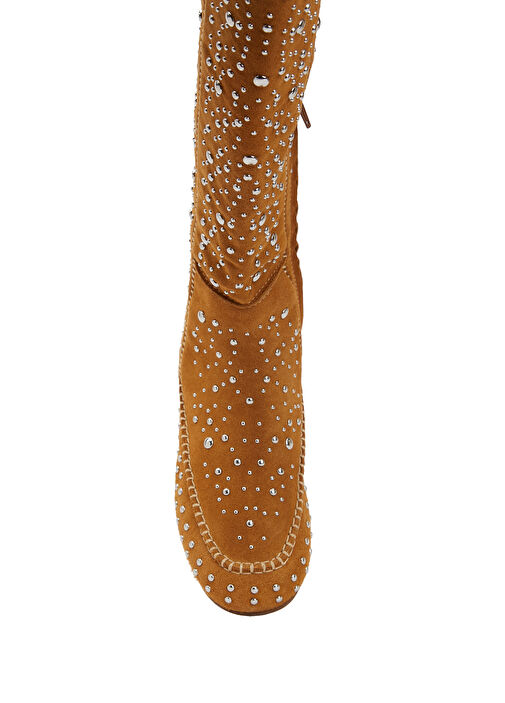 Taba Troklu Kadın Süet Çizme - Görsel 5