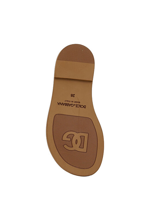 Beyaz Logolu Kız Çocuk Deri Terlik - Görsel 6