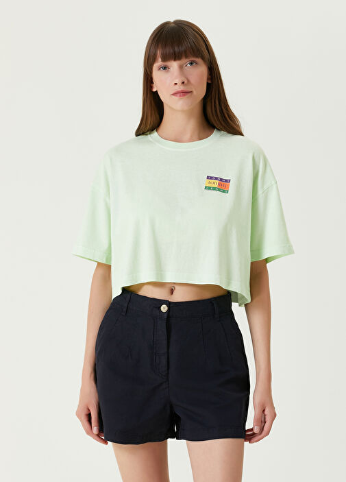 Tommy Hilfiger Ye il Logolu Cropped T shirt Ye il