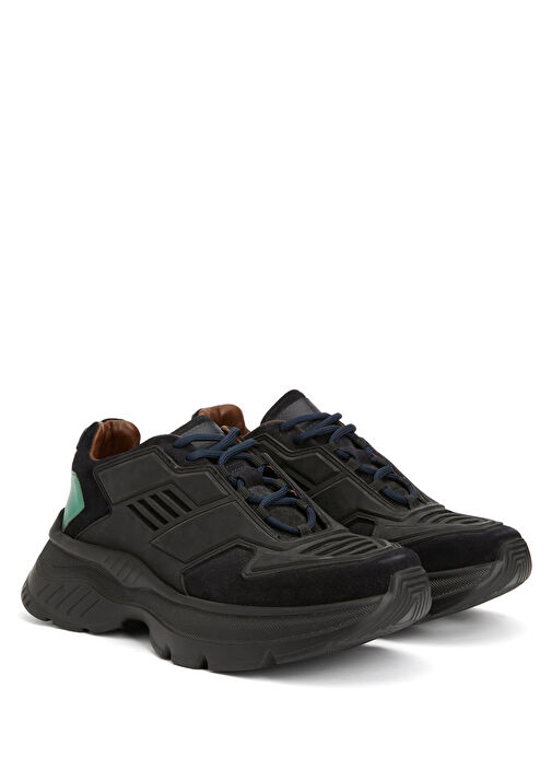 Siyah Erkek Deri Sneaker - Görsel 3