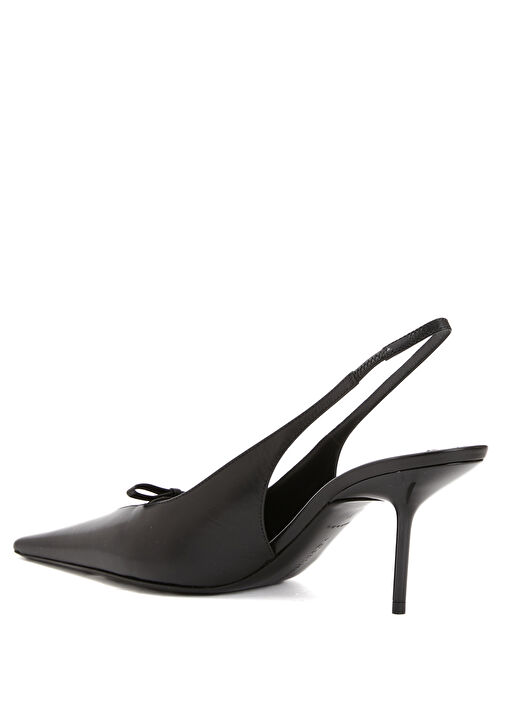 Siyah Deri Topuklu Ayakkabı - Görsel 4