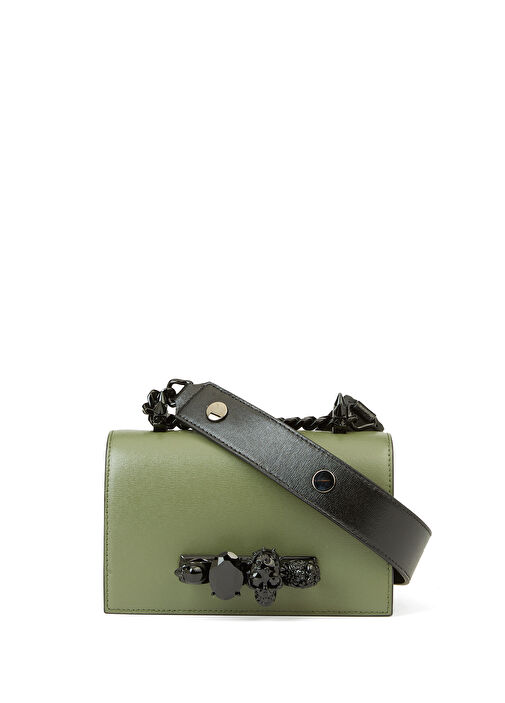 The Biker Mini Jewelled Khaki Women's Leather Bag