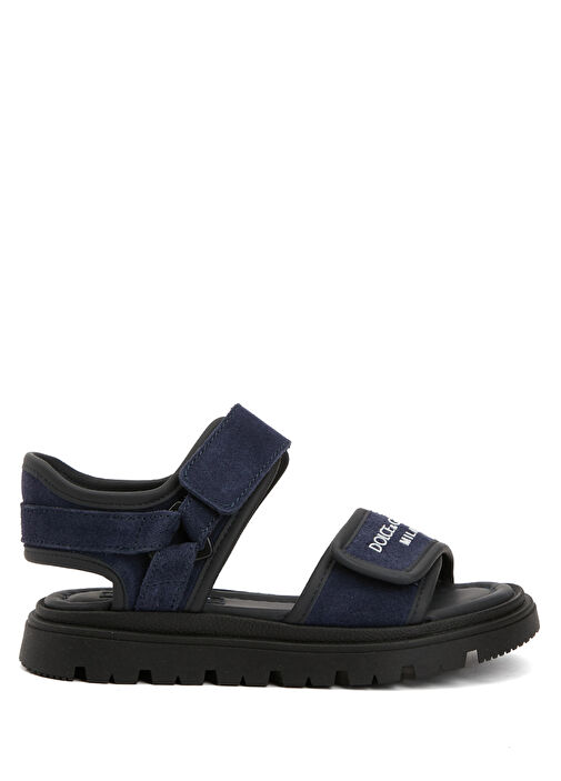 Mavi Siyah Erkek Çocuk Deri Sandalet - Görsel 2