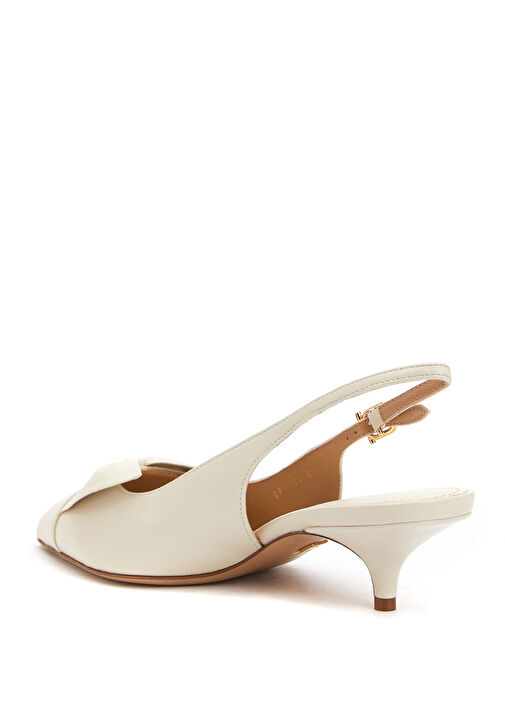 Ekru Deri Topuklu Ayakkabı - Görsel 4