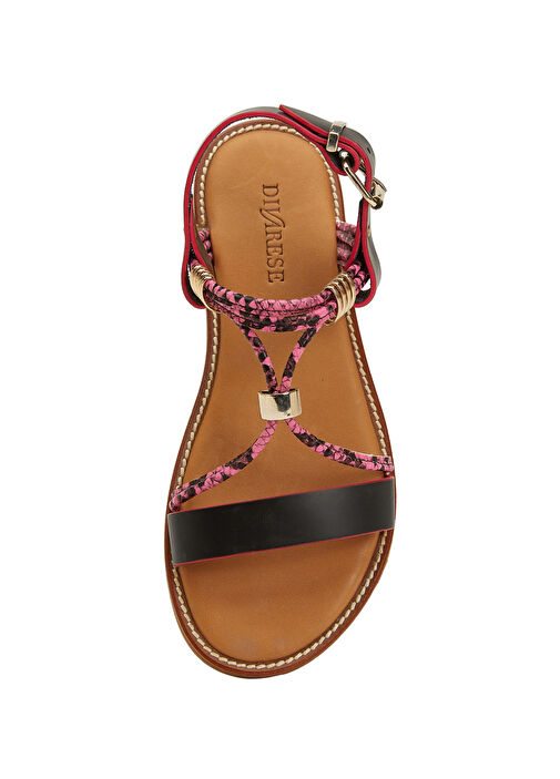 Divarese Divarese Pembe Siyah Siyah Pembe Kadın Deri Sandalet Sandalet & Terlik | Beymen Pembe Siyah - 5. görsel